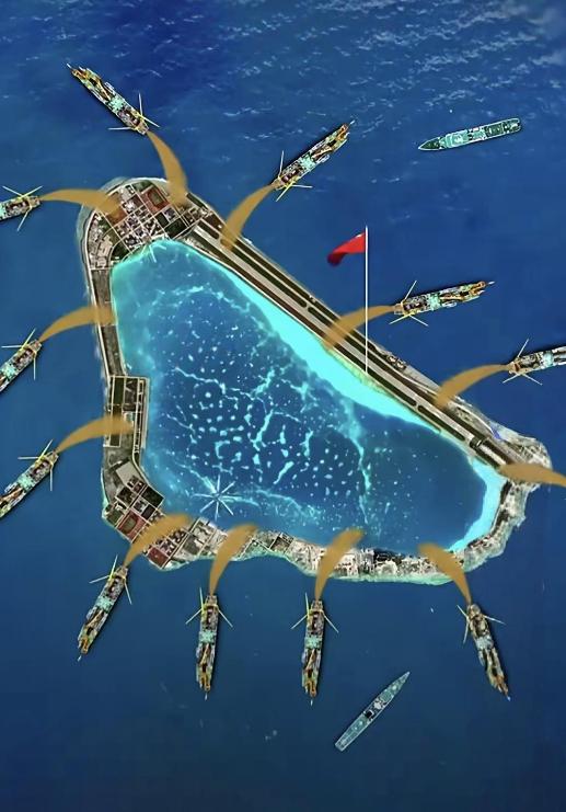 不要再说给黄岩岛填岛了，这是不现实的，我们只能守，黄岩岛周围，出了泻湖范围，水深