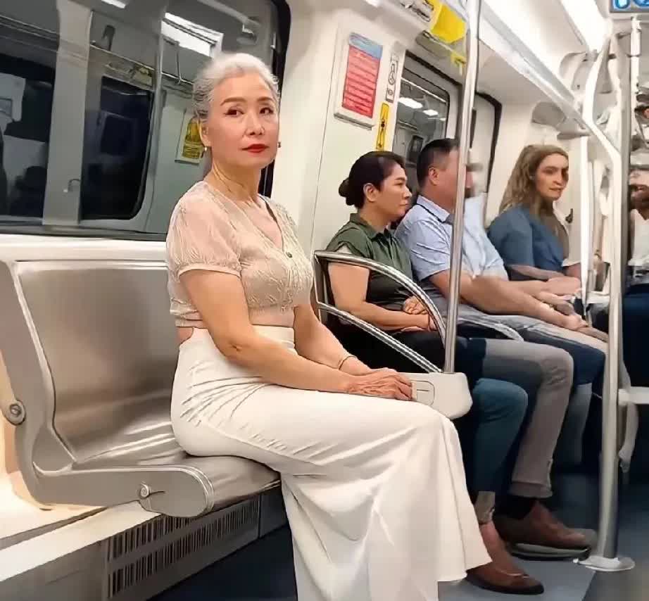 这位阿姨火了好多网友都觉得这位阿姨不应该这么打穿着扮，老人就应该打扮