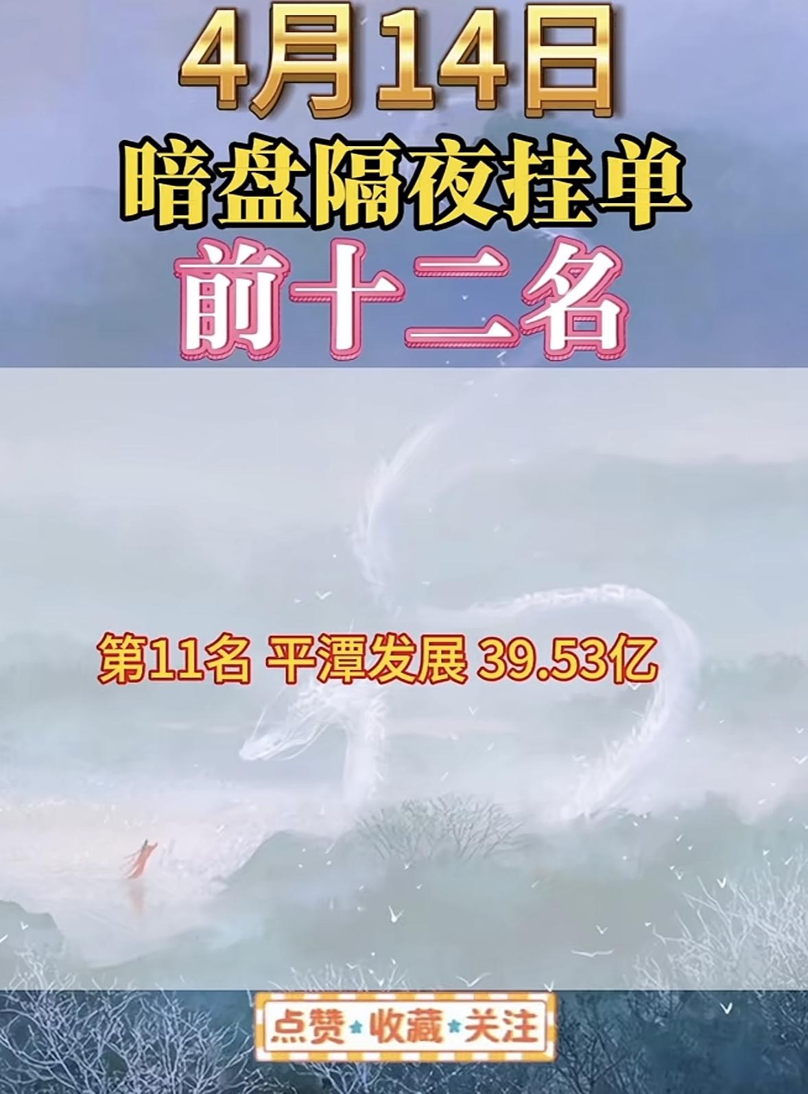 4月14日周二暗盘隔夜挂单排行榜出炉4月14日暗盘隔夜挂单榜有点意思，奥瑞德