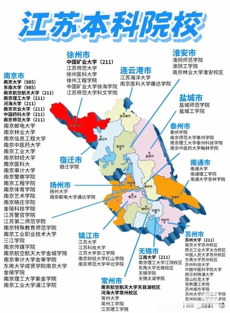 江苏本科院校及分布江苏211大学江苏探讨江苏高校