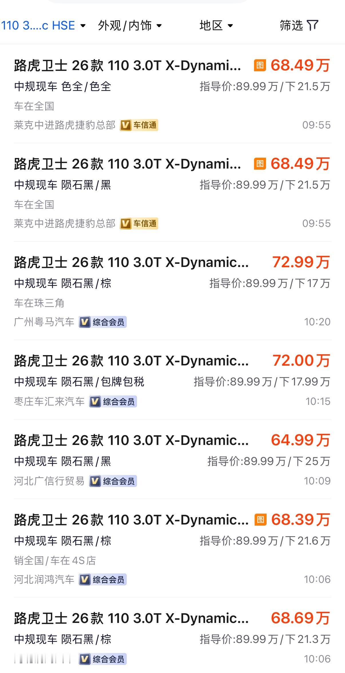 路虎亏钱卖车路虎卫士20年首发的时候，加价10万到20万提车。我朋友23年买路