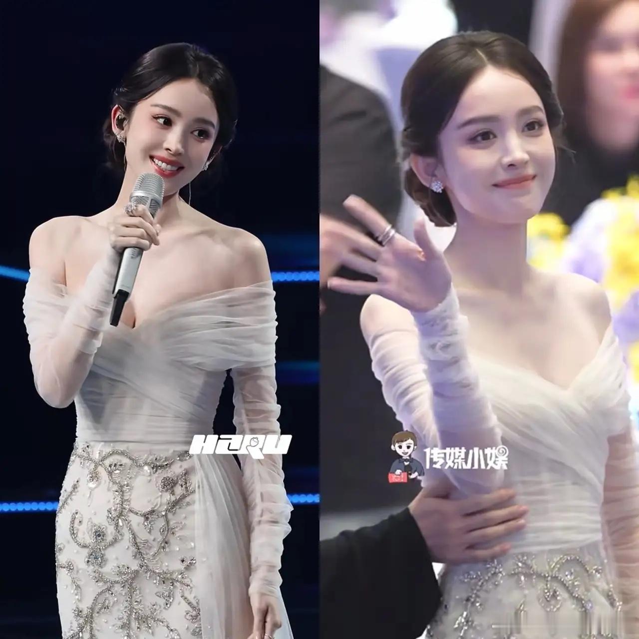 你可以说娜扎演技不好也可以说娜扎唱歌不好但是你不得不承认，娜扎只要一出席大型晚会，她的颜值就是碾压性