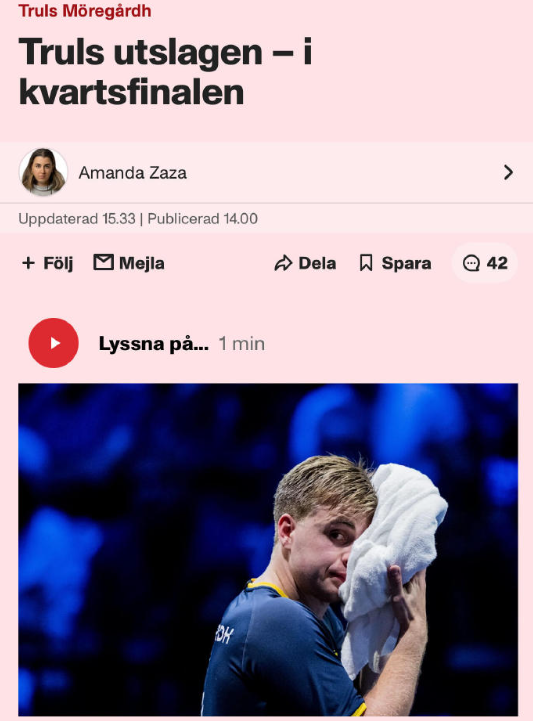 莫雷加德在不敌张禹珍的赛后采访中表示，比赛中受到视线干扰，称“我怎么看不清？”“