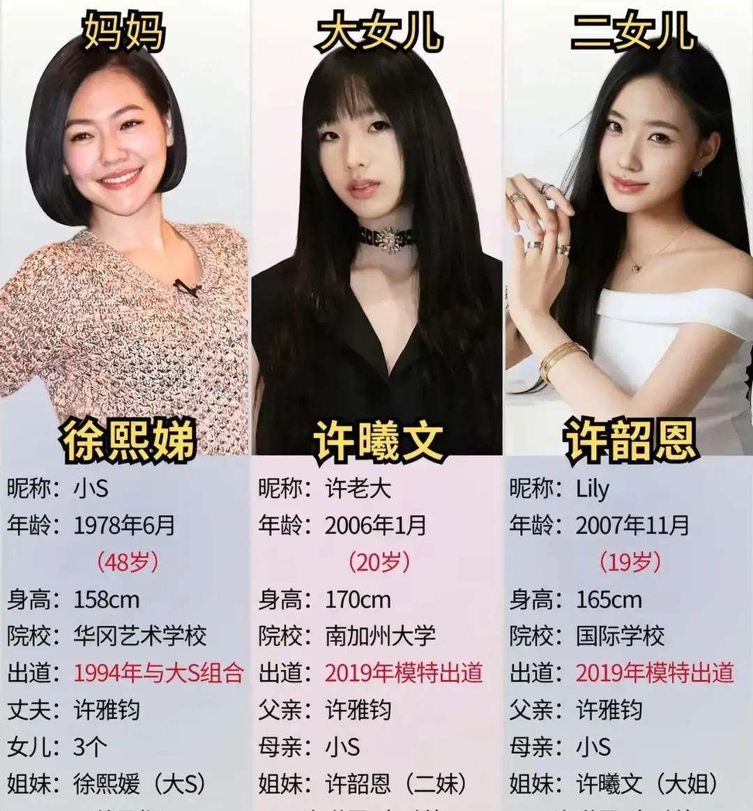 小S俩闺女突然刷屏，19岁的许曦文和17岁的许韶恩在抖音小红书被疯狂转发。俩