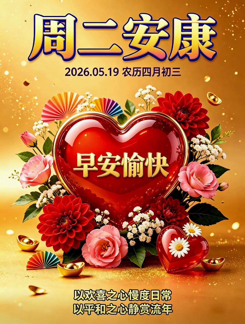 🌺☘️5./19.周二晨安.朝晖初暖☘️🌺🌱🌅初夏暖风轻拂，晨光温柔