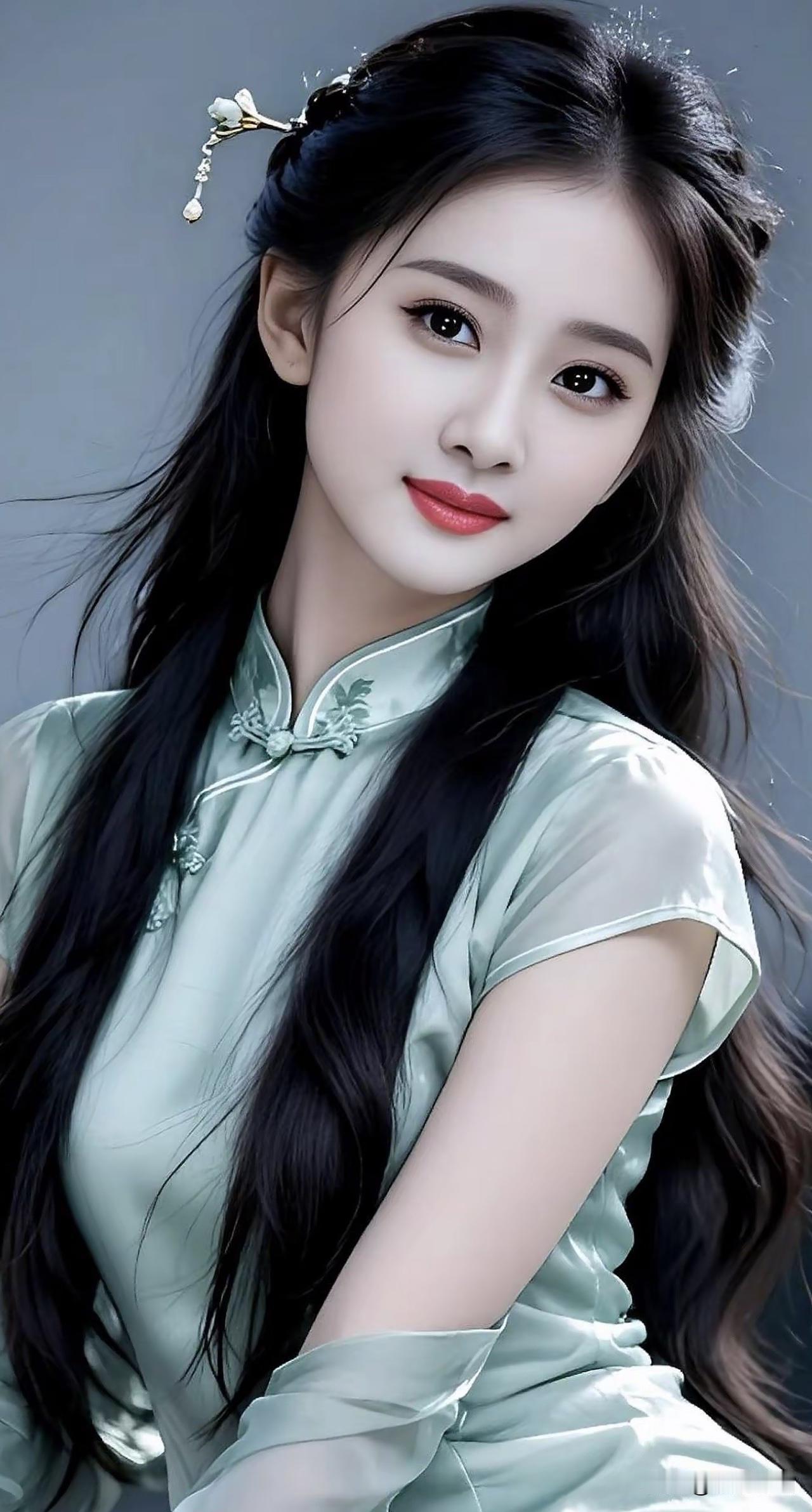 温柔古典，绿衣美人，古典韵味，惊艳时光。古典温婉美女古典汉服美人绿裙美人古