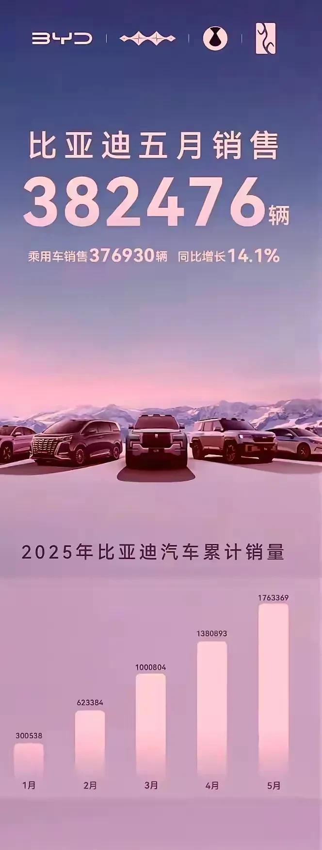 比亚迪5月份在售38.2万辆会完成年500万辆整车嘛？在38.2万辆销量当中