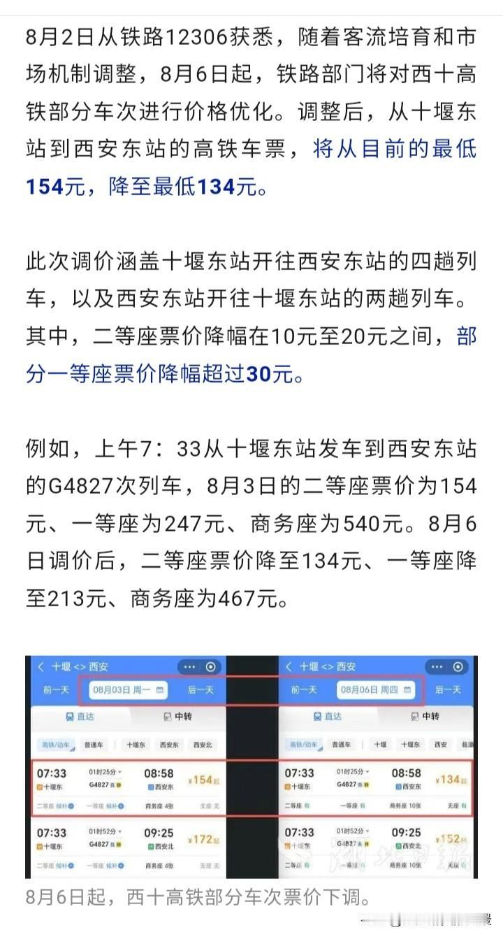 为了抢客流，西十高铁也是拼了，将对部分车次进行降价，有人说西十高铁票价太贵，性价