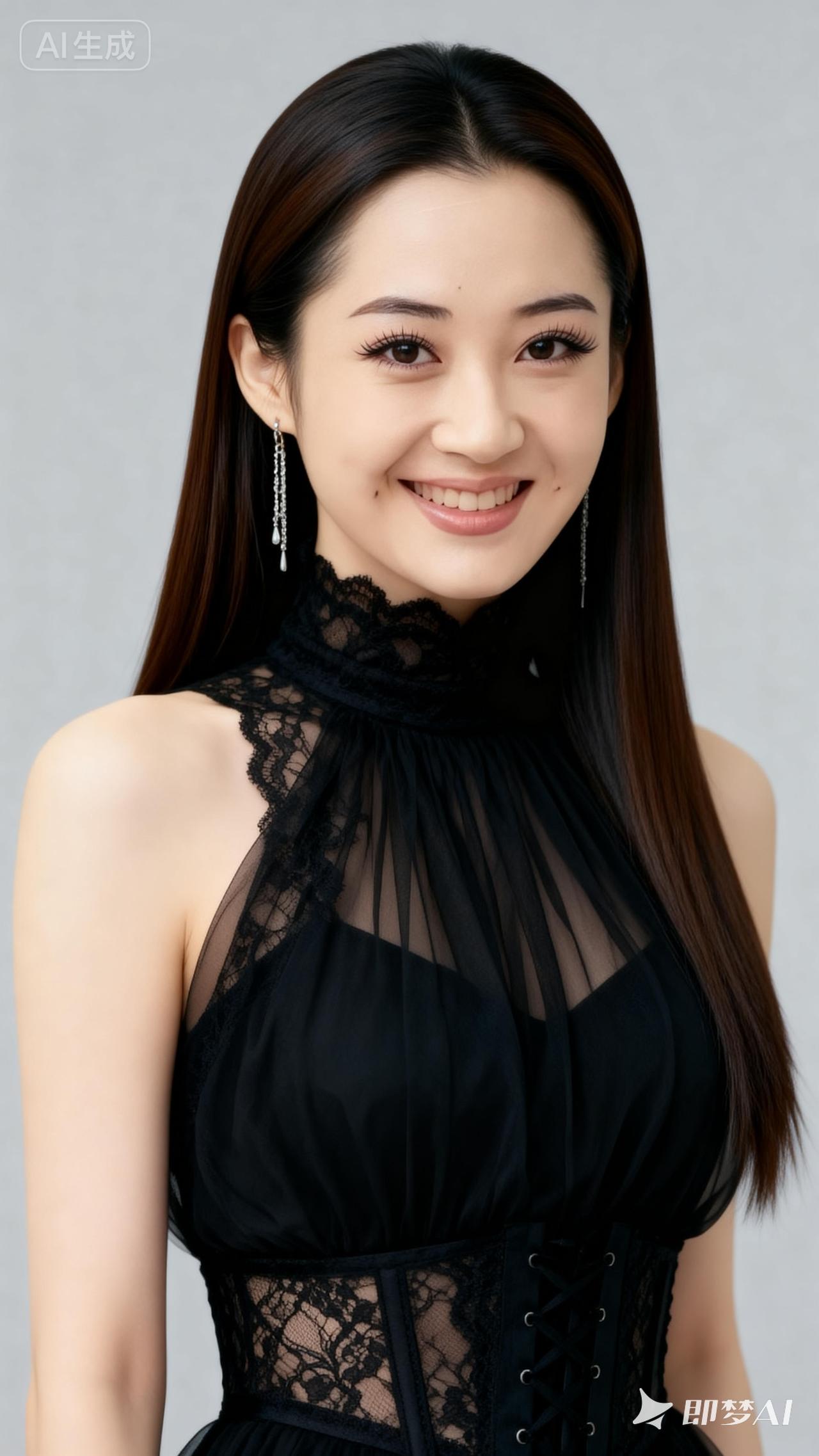 优雅黑裙，甜美笑容，气质满满！😊✨