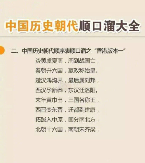 中国历史朝代顺口溜大全。