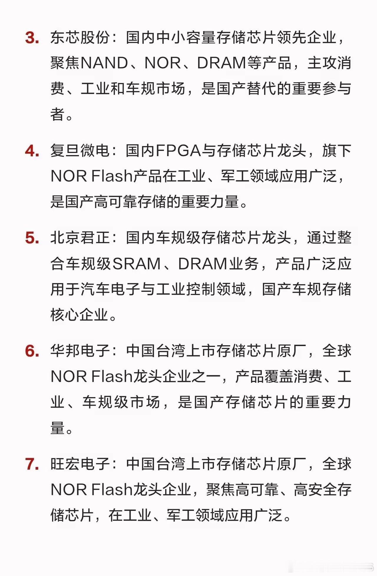 存储前40强公司一、存储芯片原厂1. 兆易创新：NOR闪存龙头2. 紫光国微：特