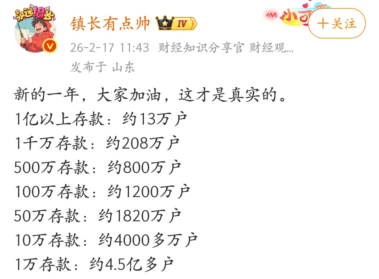存款超过500万的竟然有800万户，就这么多户竟然都没有我。