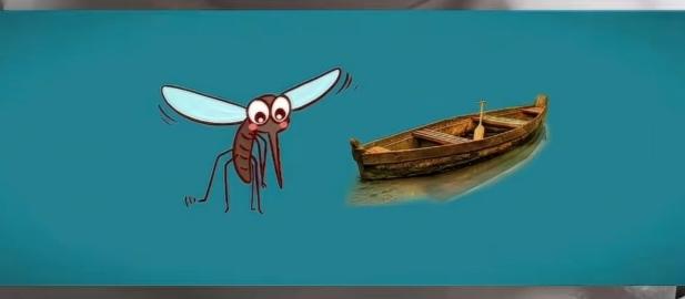 〔看图猜地名〕图中画面有两幅；有蚊子还有小船；小小船儿也叫舟；谐音猜个地