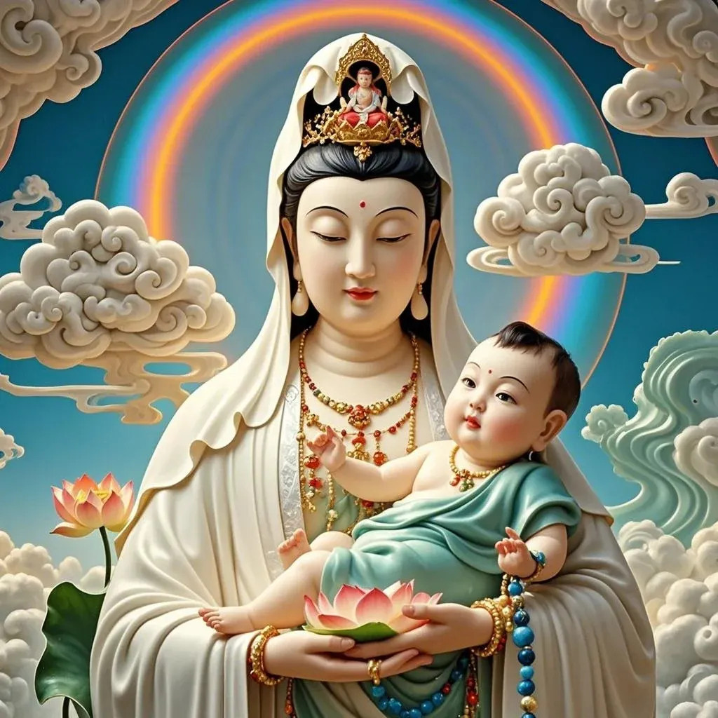 观音送子，送子观音，添丁进财，家和万事兴，接好孕！留下一句“接好孕”你就会心想事