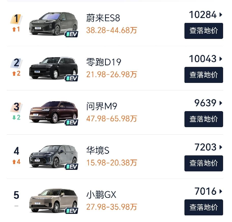 长江后浪推前浪，三款新车杀入大型SUV前57月，小鹏GX销量7016辆7月，
