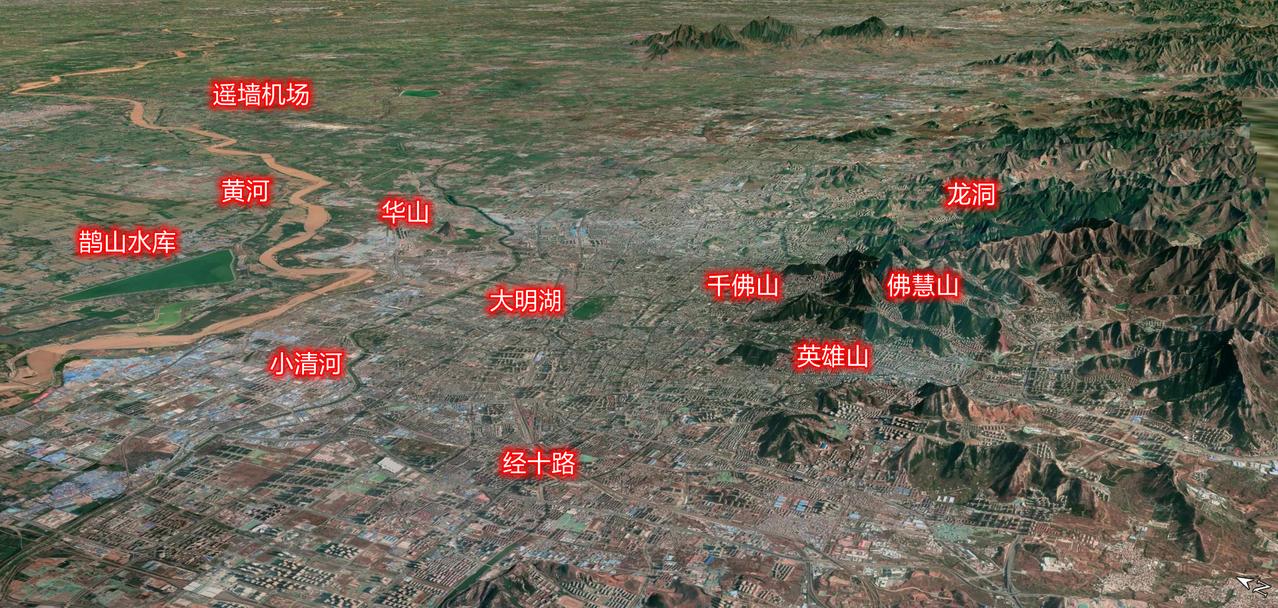 从地图上看，济南市区主城区（老五区）的山地确实比平地还多，五区总面积2094平方