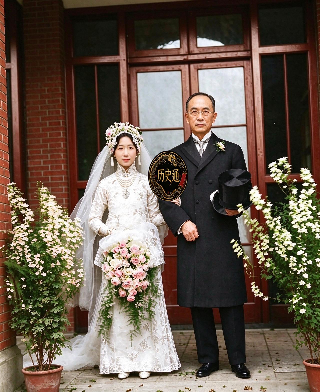 这是五十岁的新郎与十八岁的新娘。半百男子为了娶十八岁姑娘不惜让女儿与女婿的婚期推