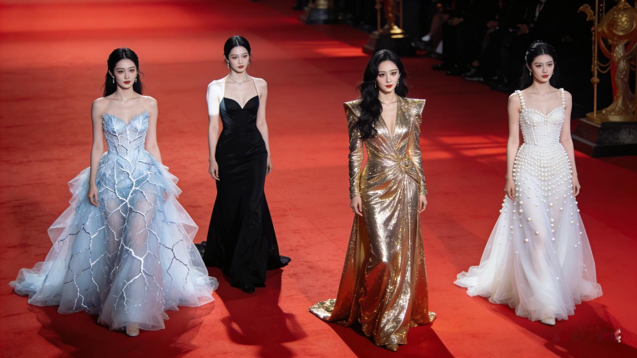 徐若晗与田曦薇同款高定隔空对决前者清冷卷发配长裤演绎疏离高级感田曦薇演技田曦