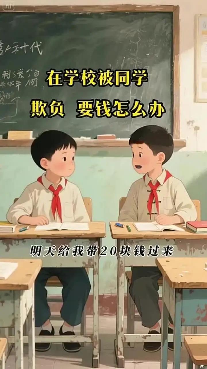 我儿子被同学要钱，不是一次两次了。发现那天，我没骂他，也没哭。我给了他100块，