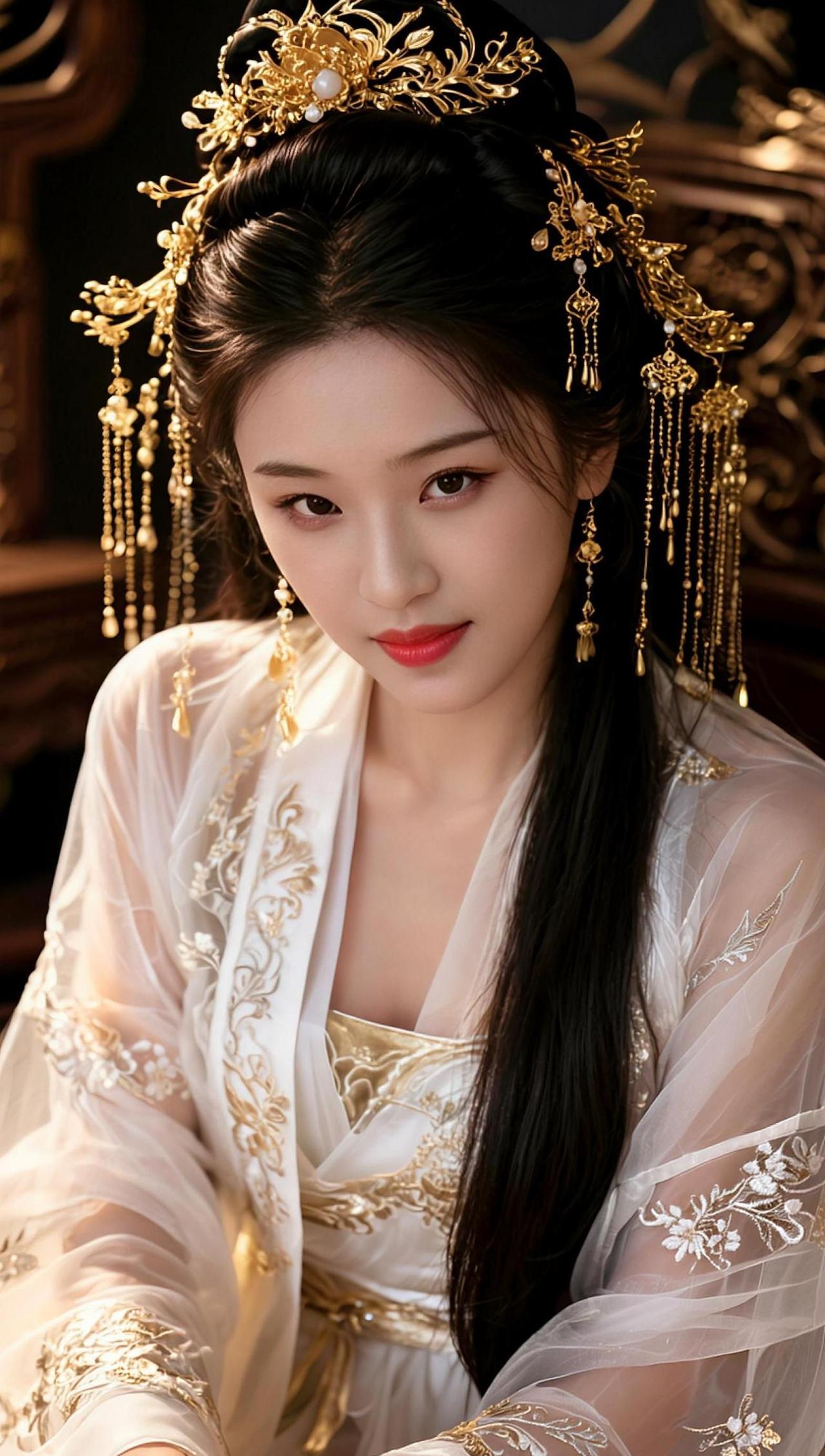 这古风造型，简直是“穿越”界的MVP！别人穿越是逃难，我穿越是走秀。头上的发饰比