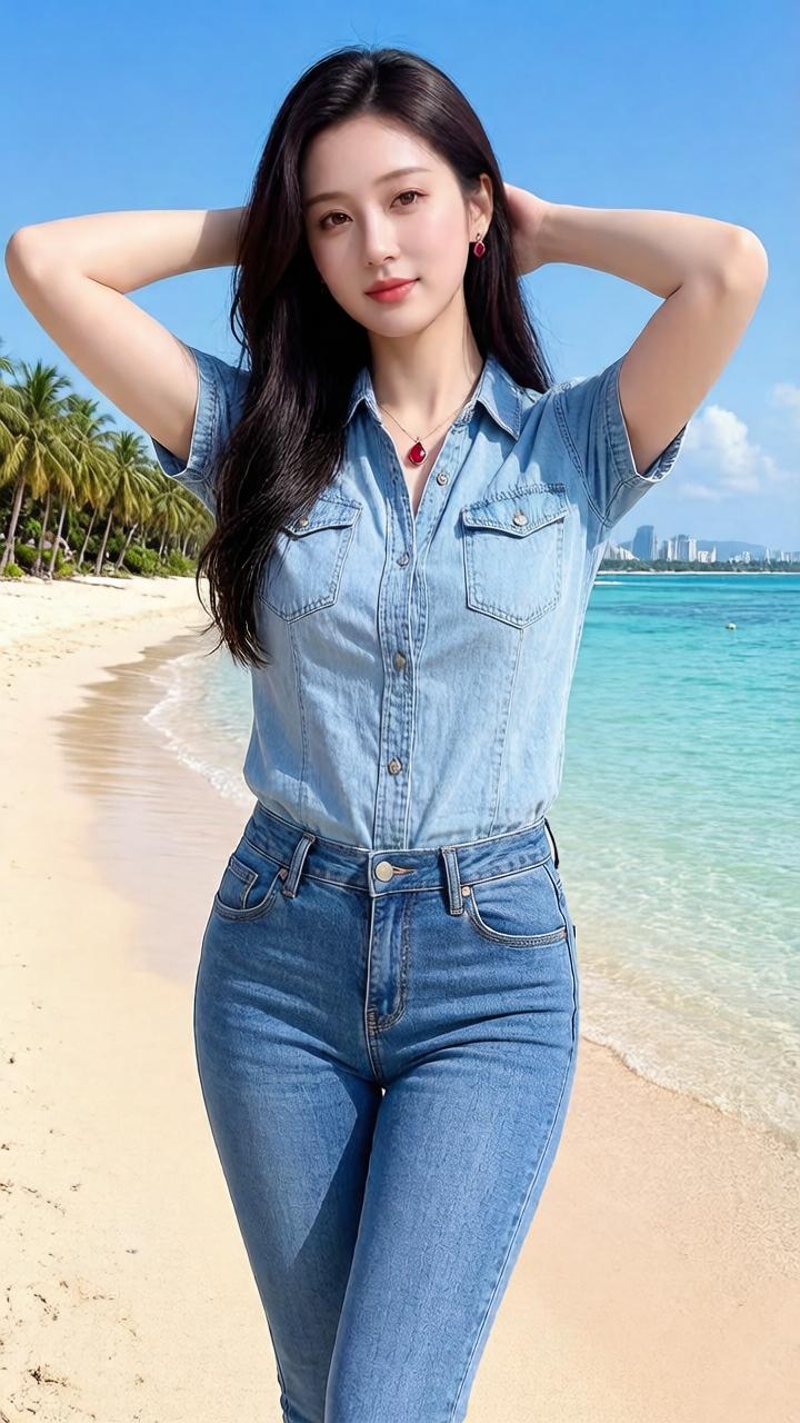 阳光明媚，沙滩上拍照好美！