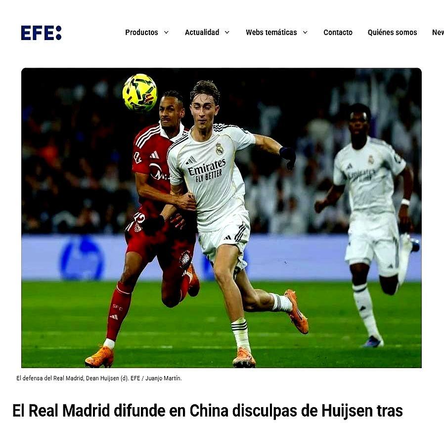 21岁皇马后卫西班牙国脚赫伊森，转种族歧视内容竟只给中国球迷道歉。他转的是