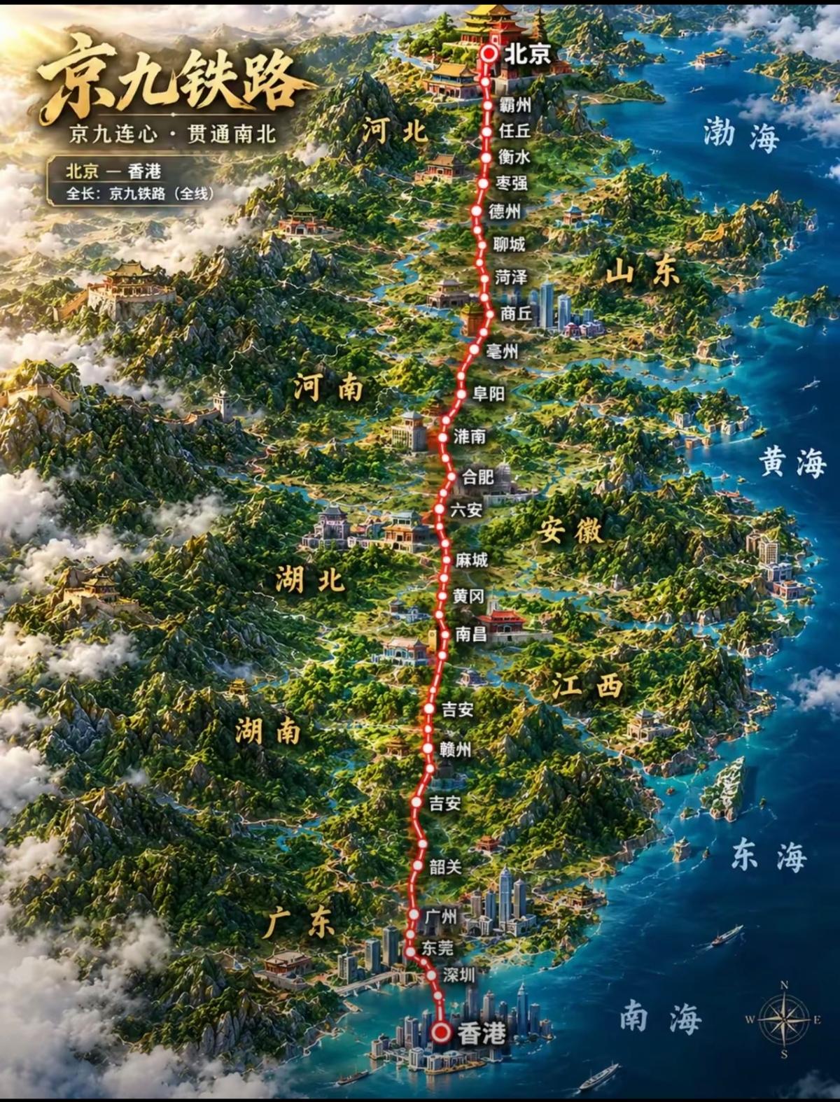 京九铁路，名字如雷贯耳，一条从南到北的运输大动脉，1993-1996年修建，了不