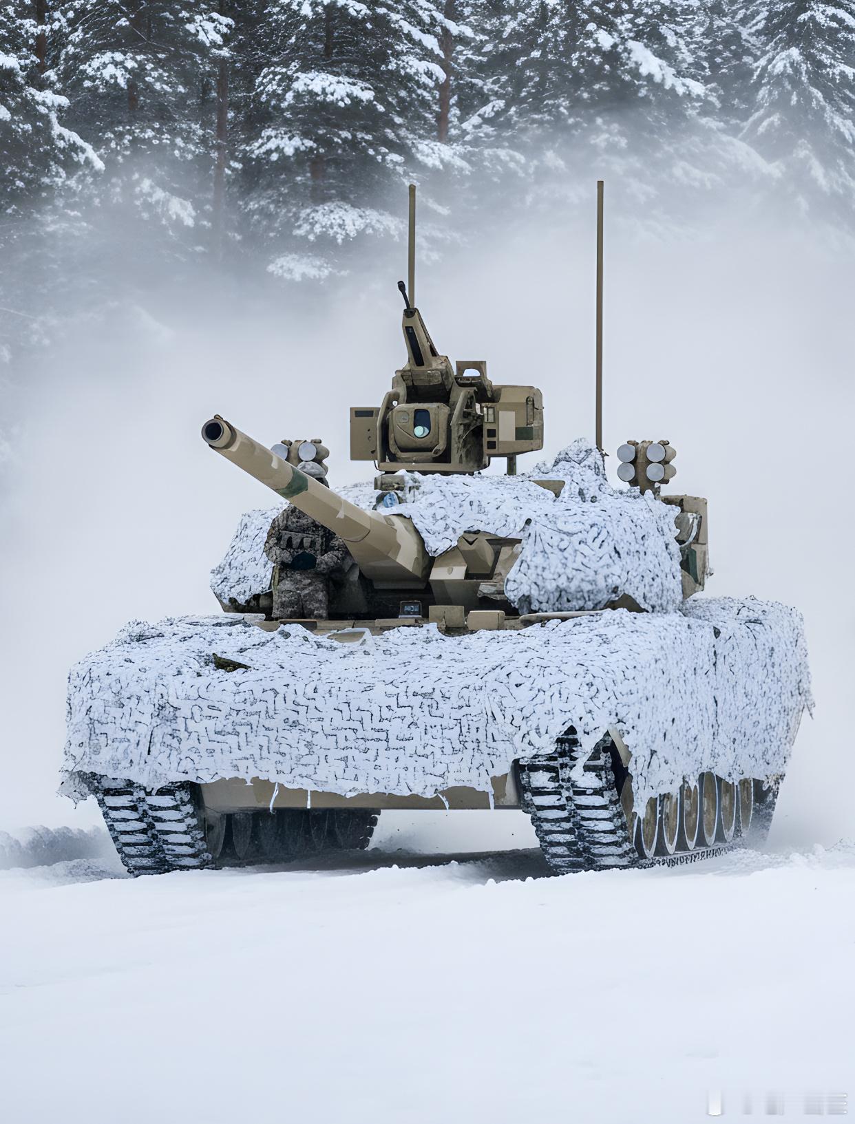 批雪地伪装网的ZTZ100主战坦克​​​