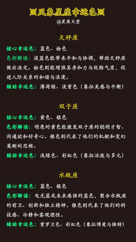幸运色十二星座大家知道吗？每个星座都有自己专属的幸运色哦，在日常工作中、生活中适