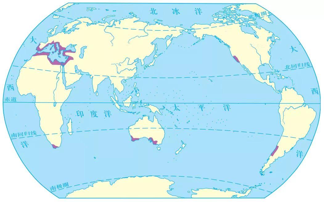 【地图】地中海气候分布图