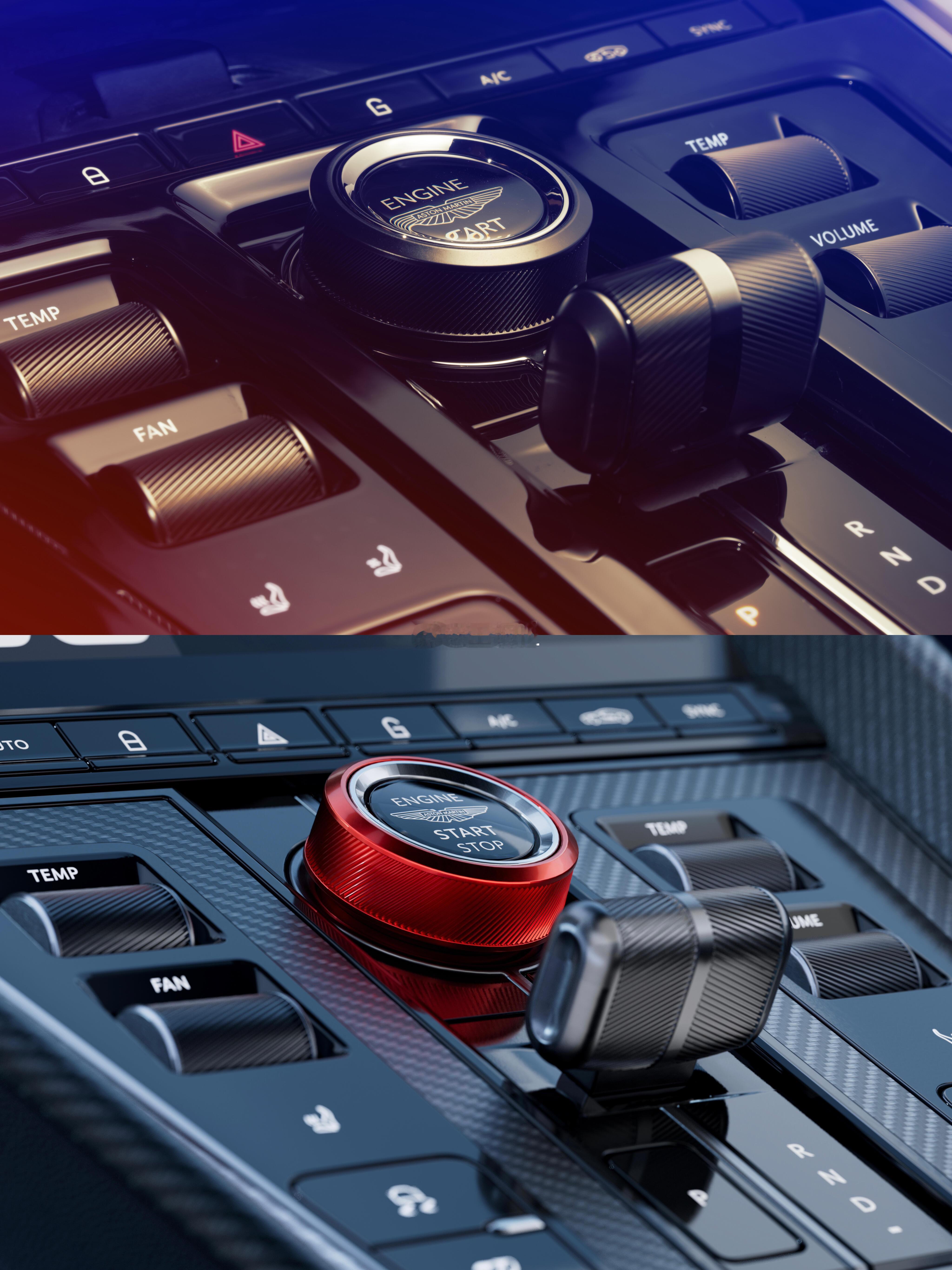 阿斯顿·马丁的中控台设计，好有电台感！阿斯顿马丁