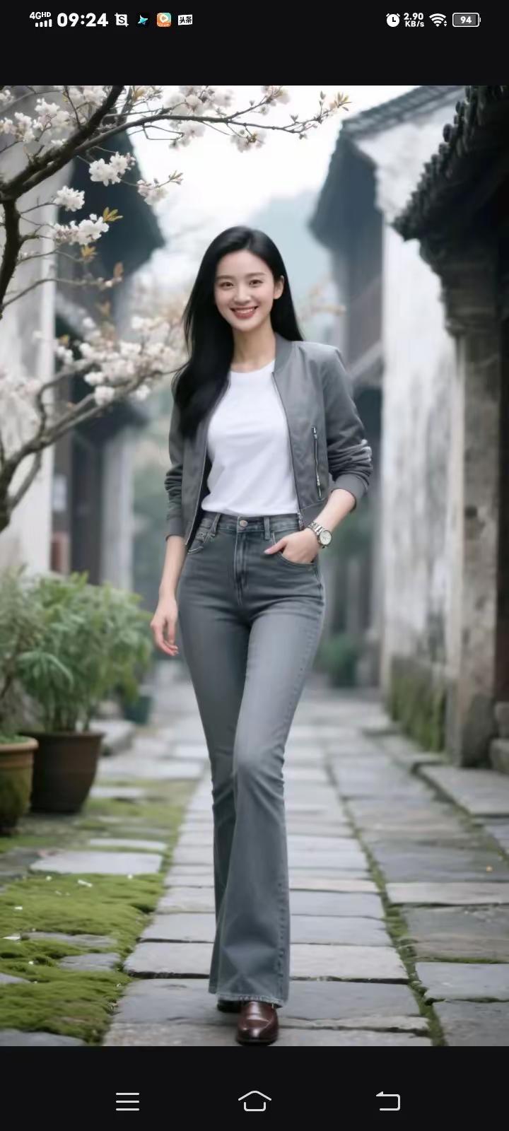 漫步古巷，春日穿搭，清新自然