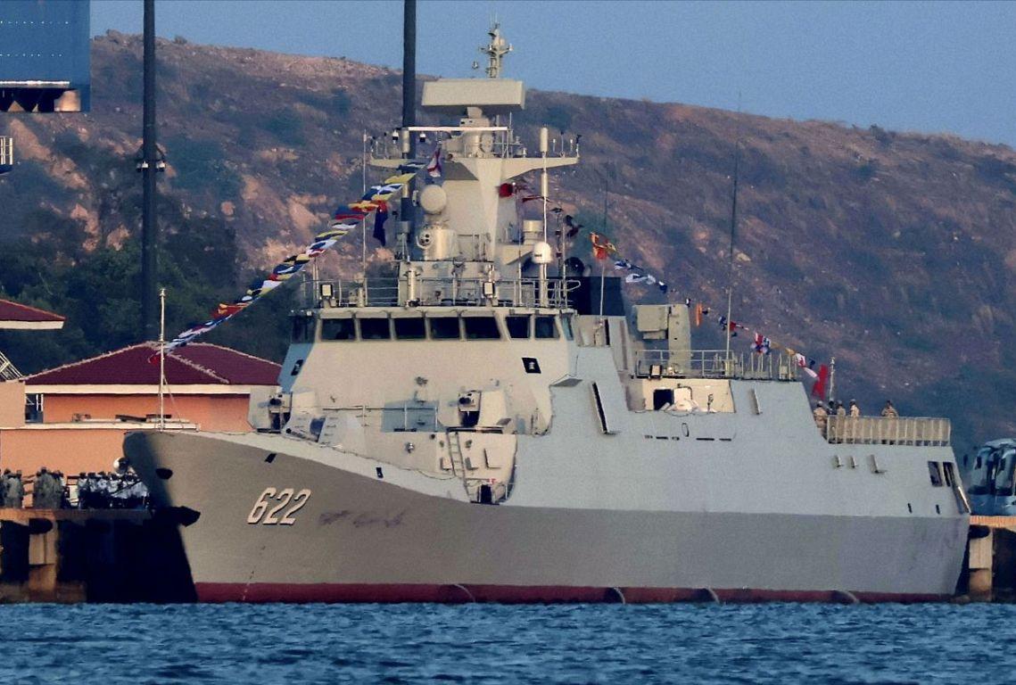 舷号622，柬埔寨海军首艘056C型护卫舰已于4月8日抵达云壤海军基地交付。该