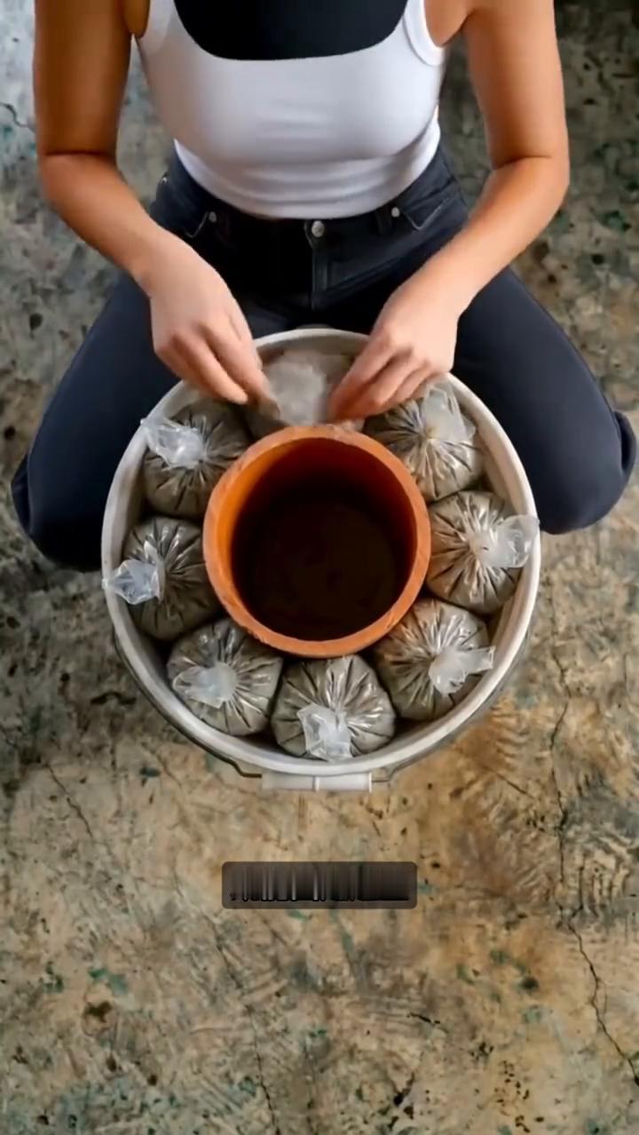 混凝土塑花盆。这是我见过最有创意的花盆。·先把混凝土搅拌均匀，再把一块抹布放