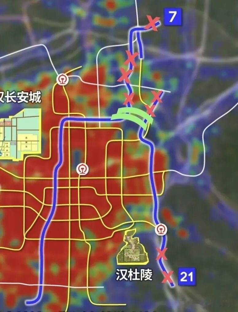 网友建议7、21线部分暂缓的思路，其实很务实西安东站马上要开了，但目前只有地