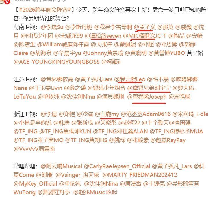 今年的明星都好低调今年大顶流几乎都不去跨年晚会了，大概率也就春晚能请动一两个一