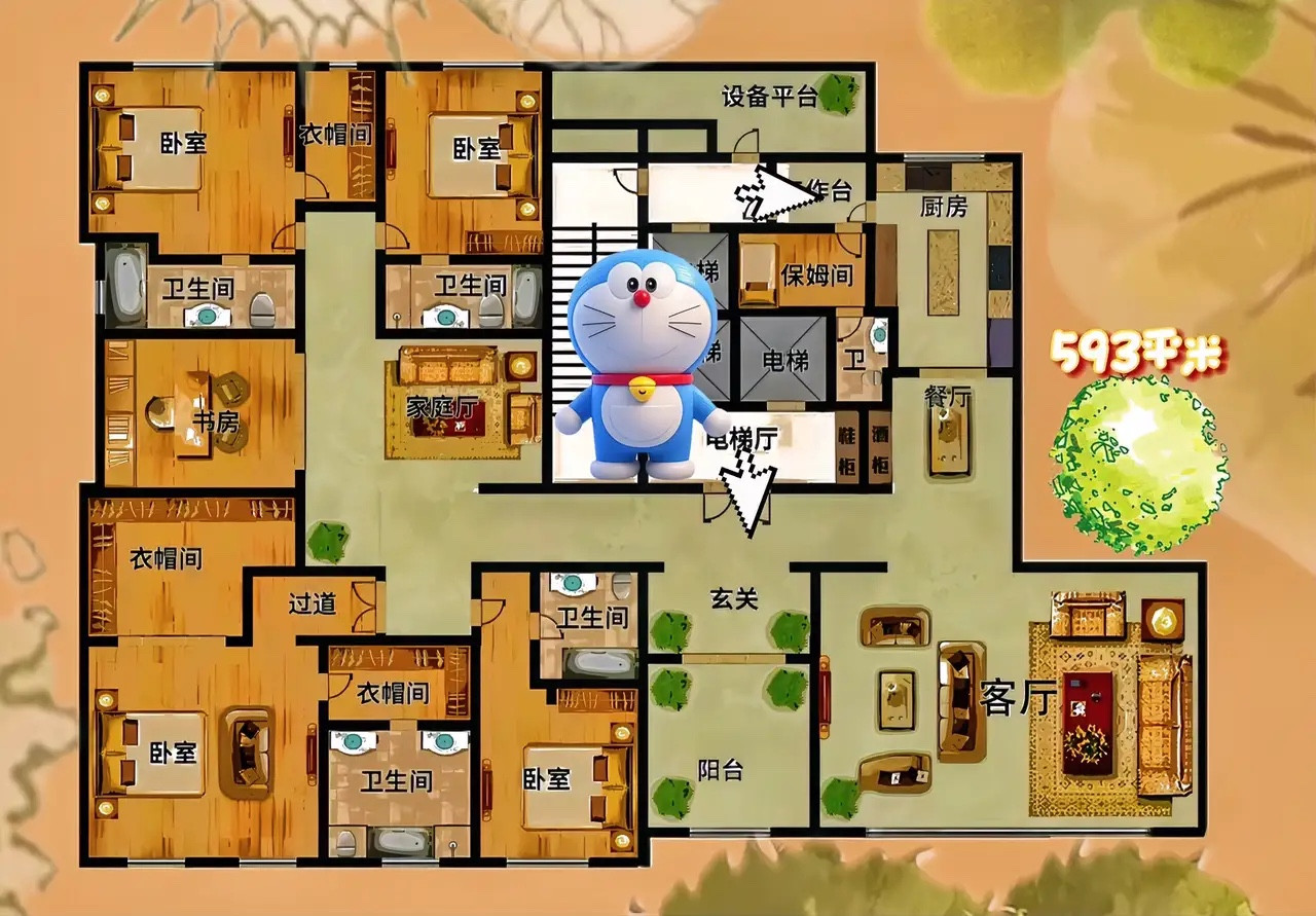 593㎡格局低配，看阳台客厅餐厅一体化？让乌鸦户型秒变凤凰大宅
