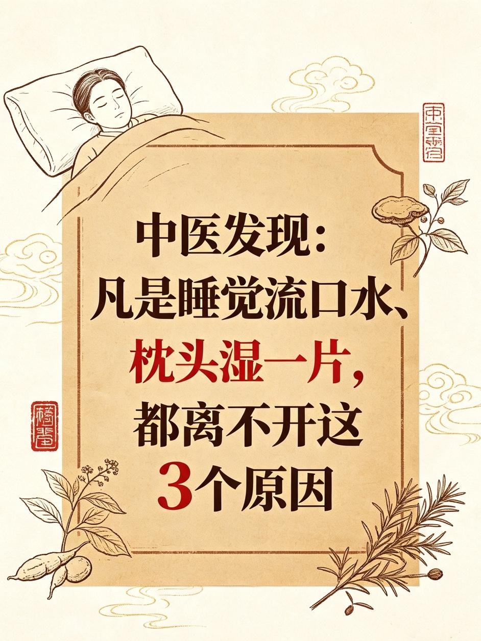 人睡觉时不会无缘无故地流口水！中医发现：凡是睡觉流口水、枕头湿一片，都离不开这3