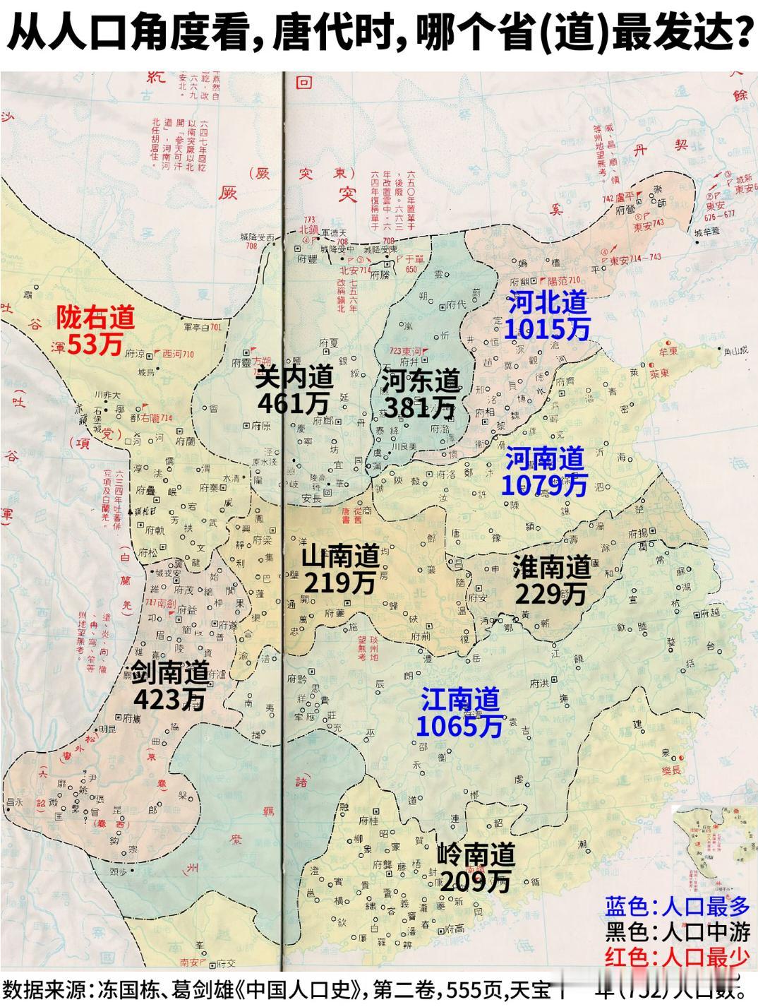 从人口角度看，唐代时，哪个省(道)最发达？在古代，经济发达，很大程度上，是和人