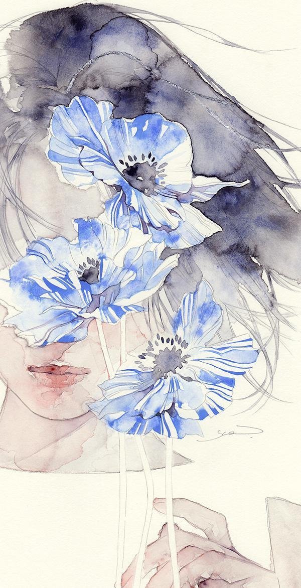 日本插画师YUE绘画作品欣赏风景遇见艺术油画​​​