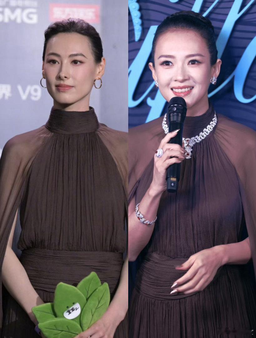 梁洛施章子怡同款穿礼服，都是顶级骨相！