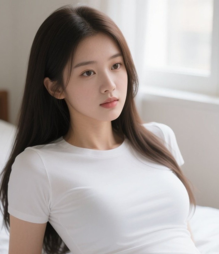 纯欲风美女居家秀，牛仔裤勾勒迷人曲线