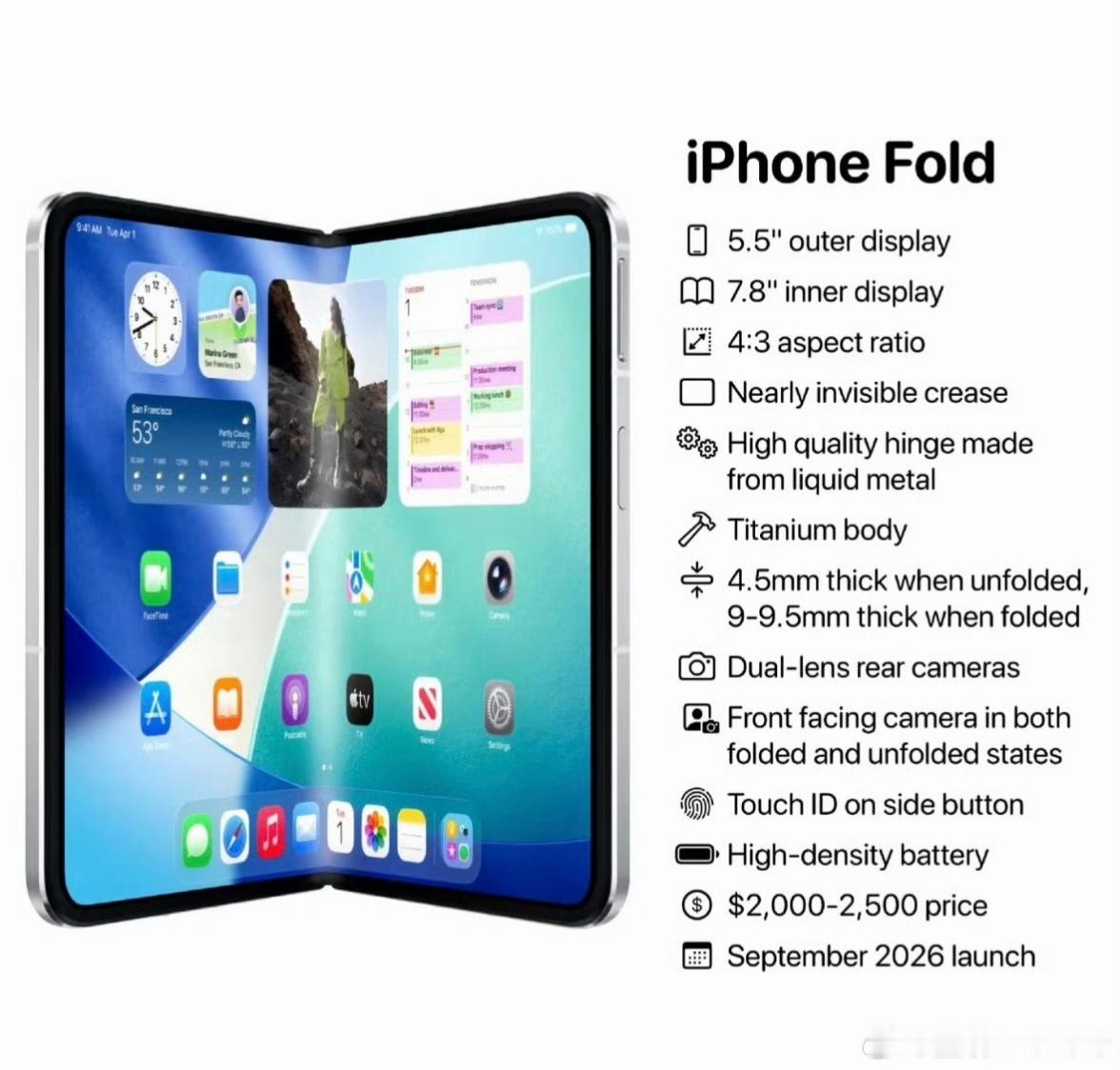 iPhone18Fold中框曝光简单说就是用了钛铝合金，并且提高了铝的比例，即