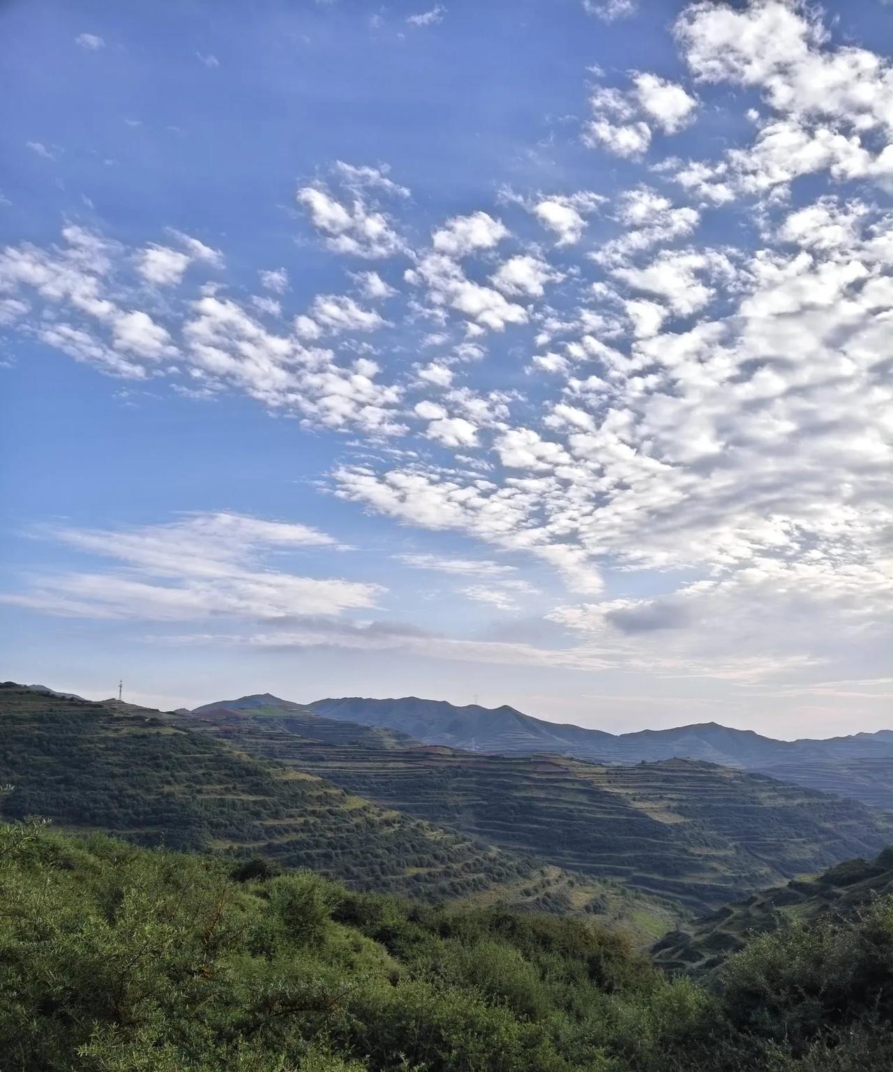 #晒晒旅途美景#这是在兰州市七里河区黄峪镇大尖山山顶拍的晚霞，当时太阳已经落山