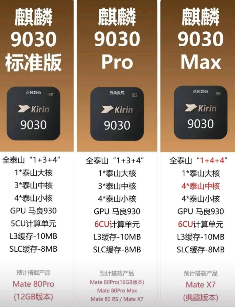 不会吧麒麟9030芯片这么多个版本的吗？这就算了，好歹你也给标准版来一颗吧，它可