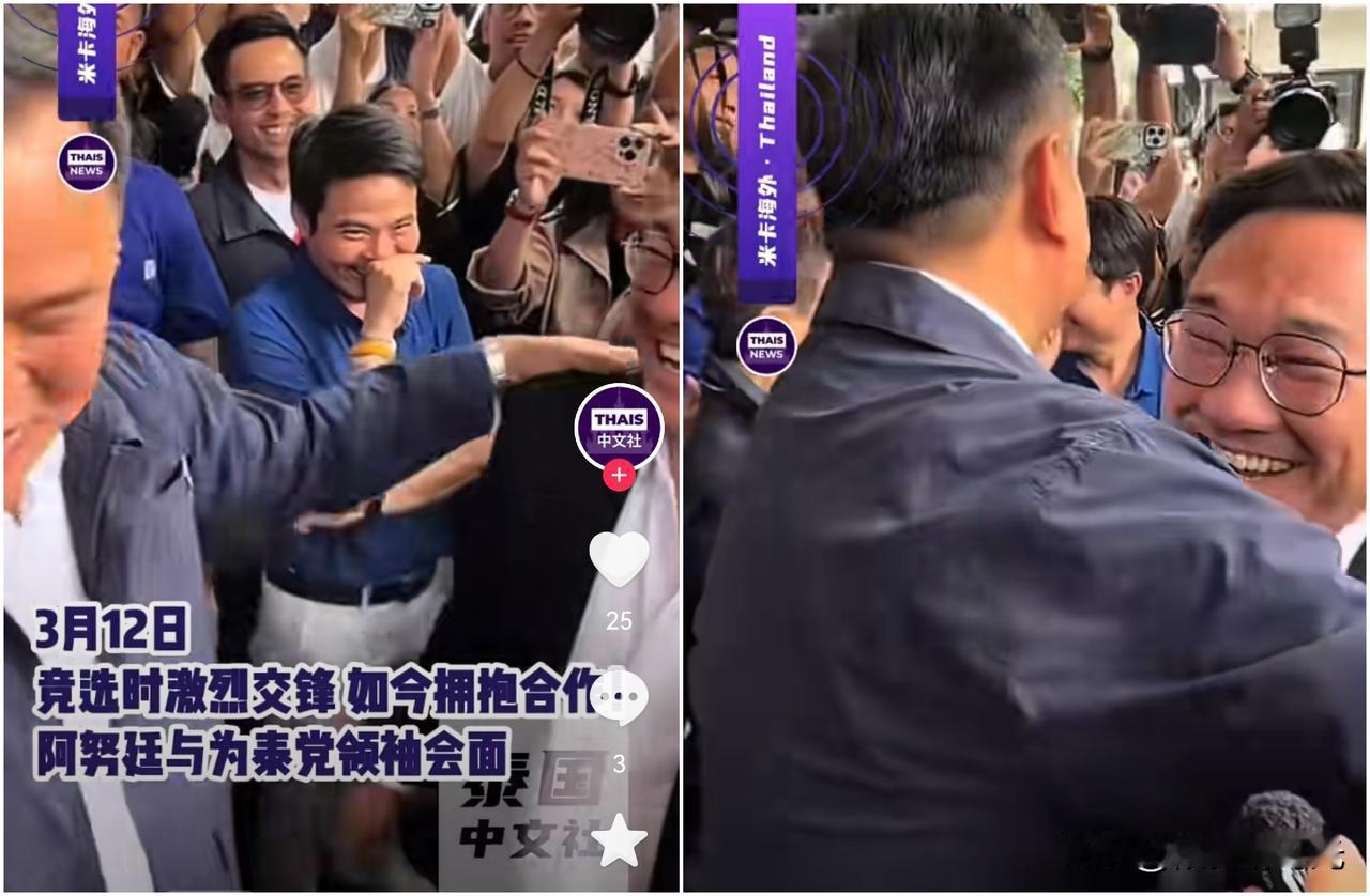 泰国消息当地时间3月12日，泰国看守政府总理阿努廷与为泰党党魁朱拉攀在宣布组成