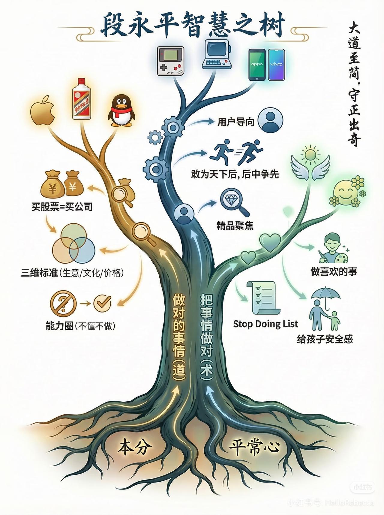 看懂段永平这棵“智慧树”，普通人投资立马不慌了翻来覆去看段永平这张智慧树图