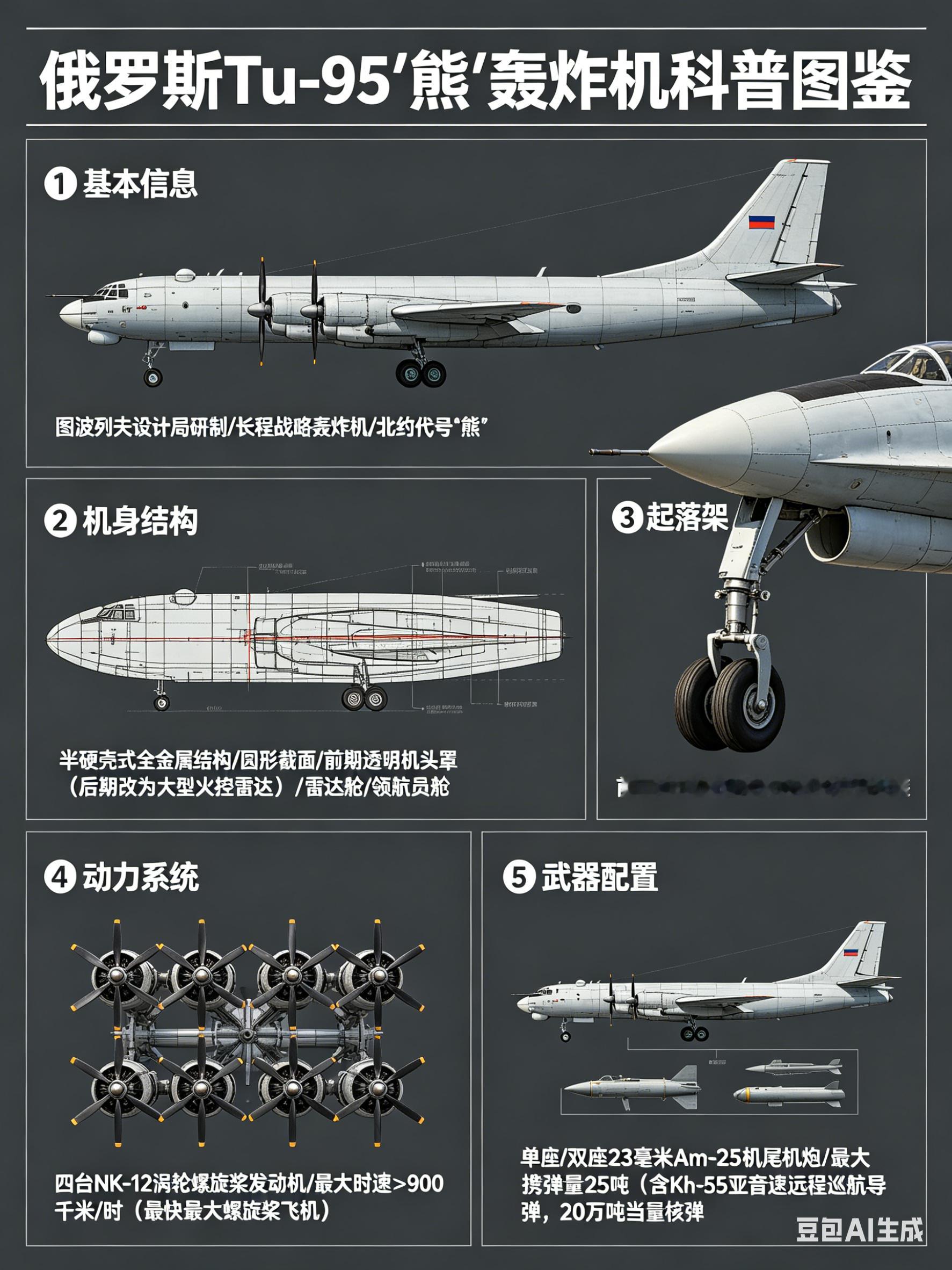 军事ai新视野俄罗斯Tu-95“熊”轰炸机Tu-95是图波列夫设计局研制的长程