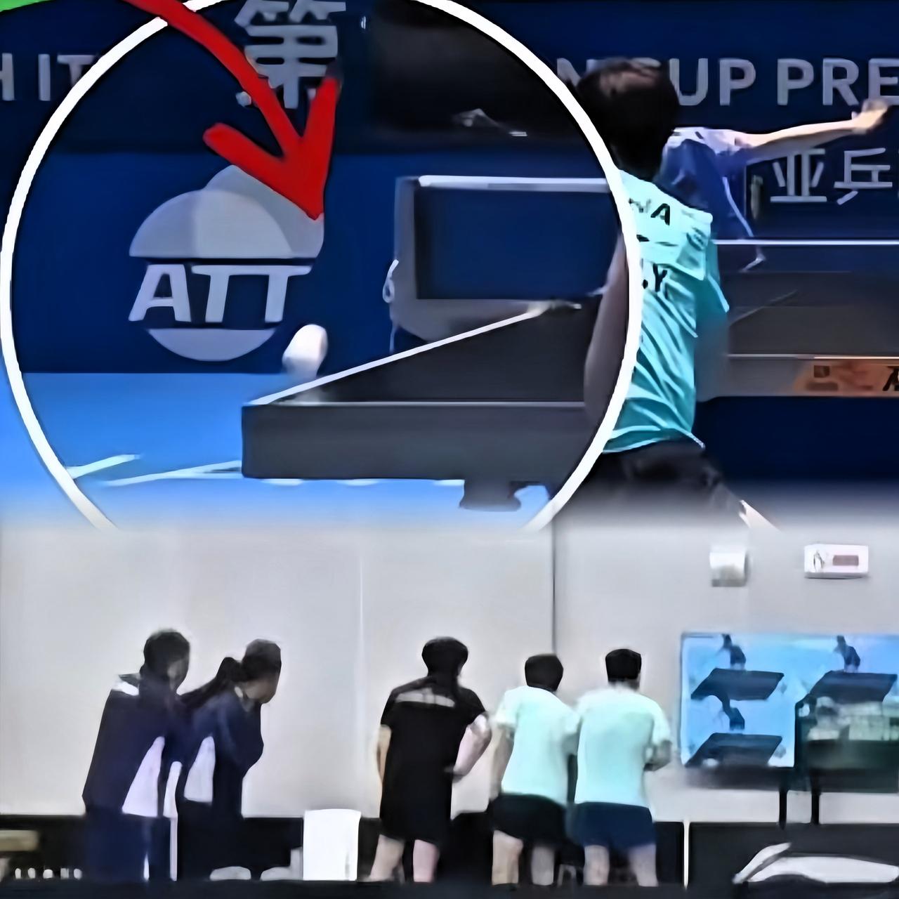 王楚钦、王皓、秦志戬全在往那儿探头，就看莎莎那个球到底擦没擦边！决胜局8