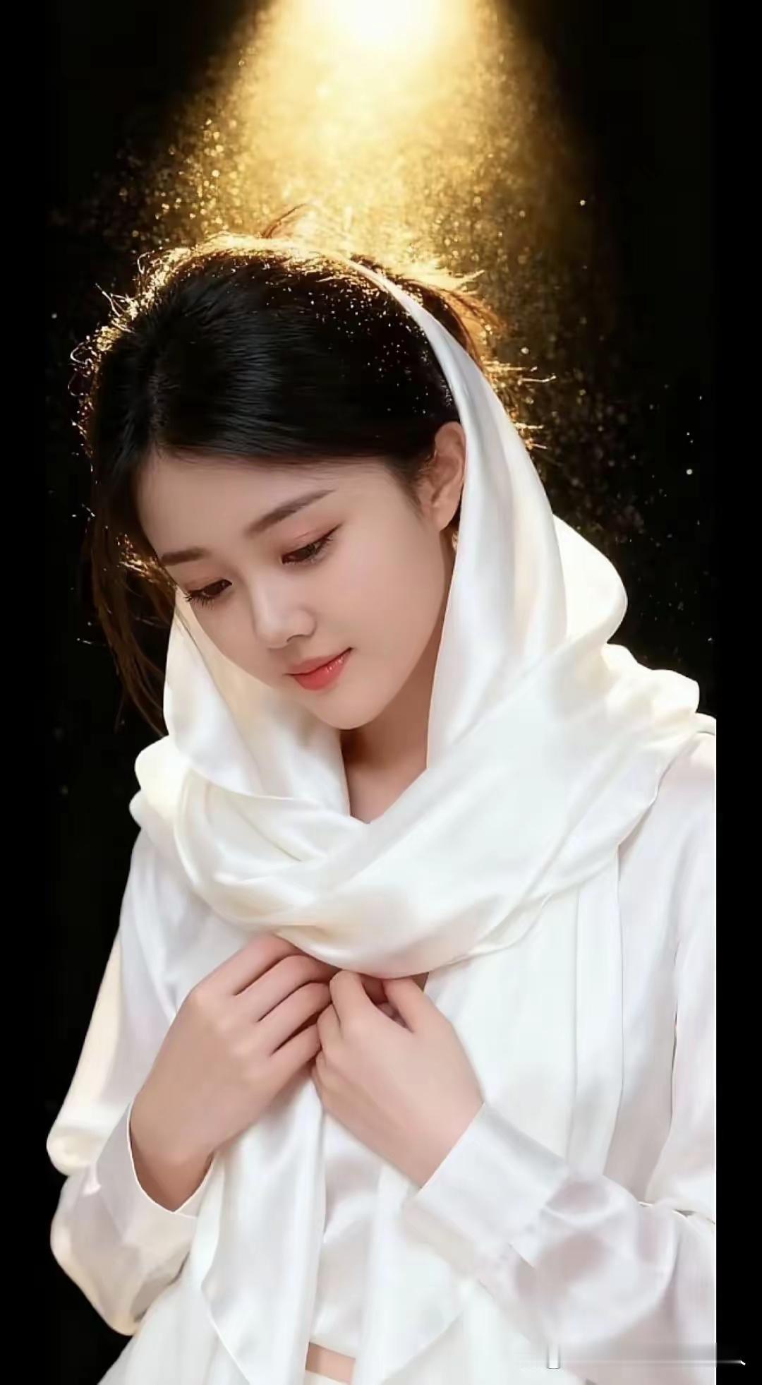 温柔白纱，光影交织，少女心事，静谧如梦。